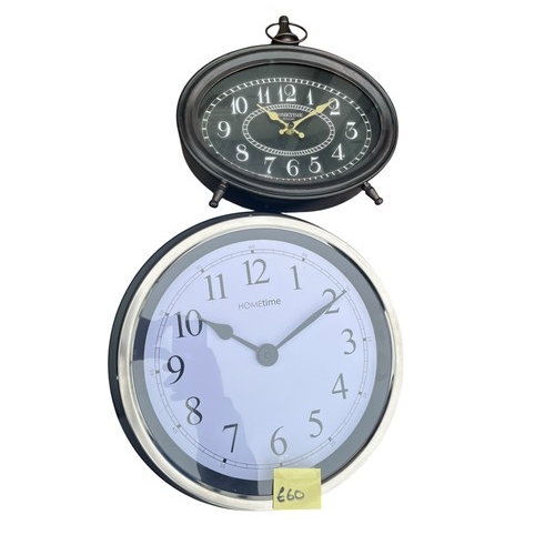 103 - A NEW BLACK AND CHROME CLOCK AND A NEW MANTLE CLOCK