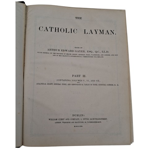86 - CATHOLIS LAYMAN 1854 VOLS 5,6 AND 7 SUPPLEMENTS IN 1 VOLUME 1856 IN VERY GOOD CONDITION