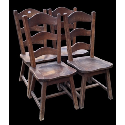 101 - 4 HIGH BAR BACK SOLID OAK CHAIRS
