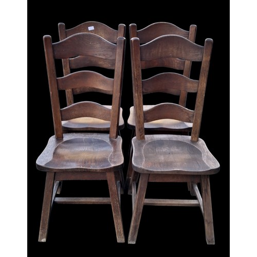 101 - 4 HIGH BAR BACK SOLID OAK CHAIRS
