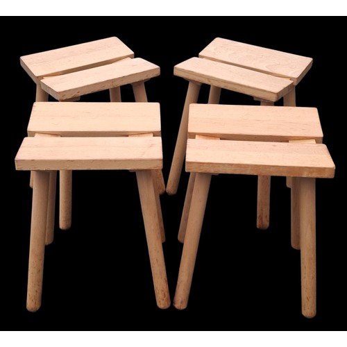 116 - A SET OF 4 BEECH FRAMED STOOLS