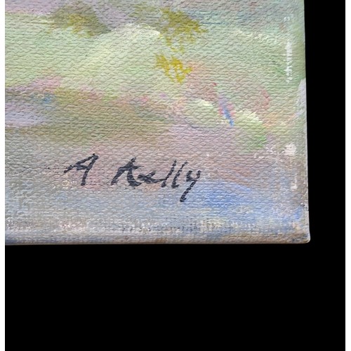 328 - AN ORIGINAL PAINTING OF SLEMISH MOUNTAIN IN ALL ITS GLORY BY ARTIST ANNE KELLY MEASURES 12 x16