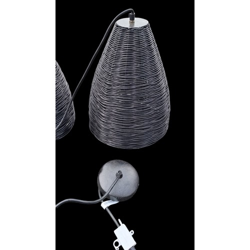 332 - A NEW PAIR OF WICKER WOVEN CEILING LIGHTS