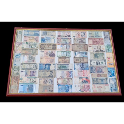 342 - A GENUINE FRAMED BANKNOTES FRPM ACROSS THE GLOBE