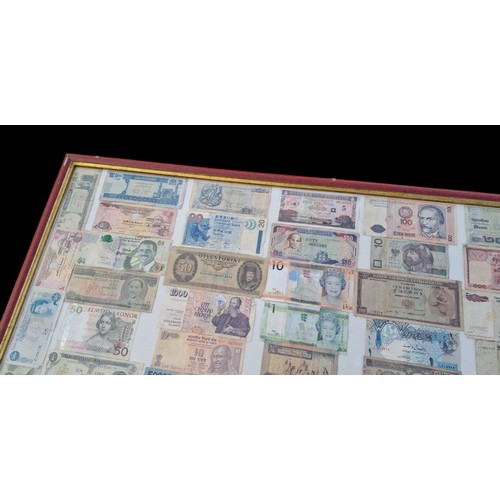 342 - A GENUINE FRAMED BANKNOTES FRPM ACROSS THE GLOBE