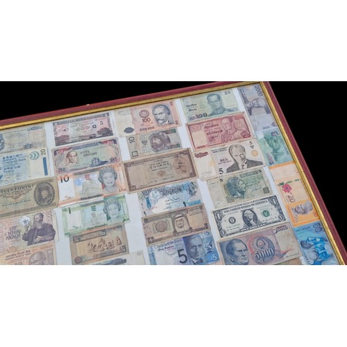 342 - A GENUINE FRAMED BANKNOTES FRPM ACROSS THE GLOBE