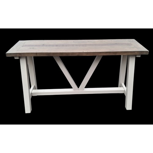 345 - A NEW GREY AND DARKWOOD CONSOL TABLE