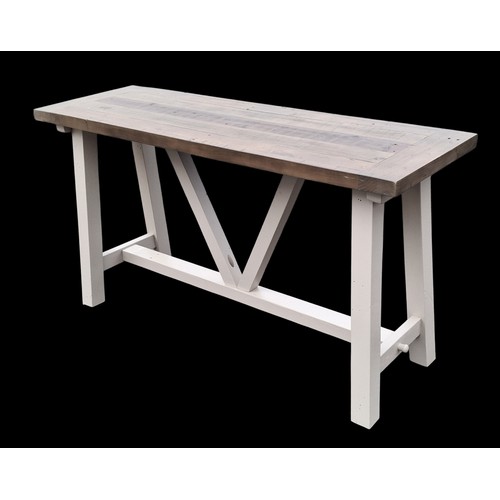 345 - A NEW GREY AND DARKWOOD CONSOL TABLE