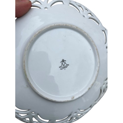 349 - A BEAUTIFUL SHAPED HANDPAINTED PLATE WITH MARKINGS