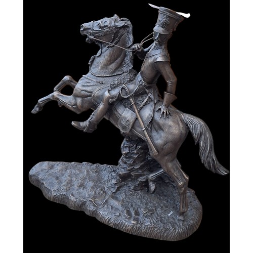 81 - 2 BRONZED FINISH LIGHT BRIGADE ORNAMENTS TALLEST 12
