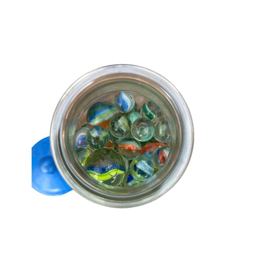 172 - A JAR OF MIXED MARBLES
