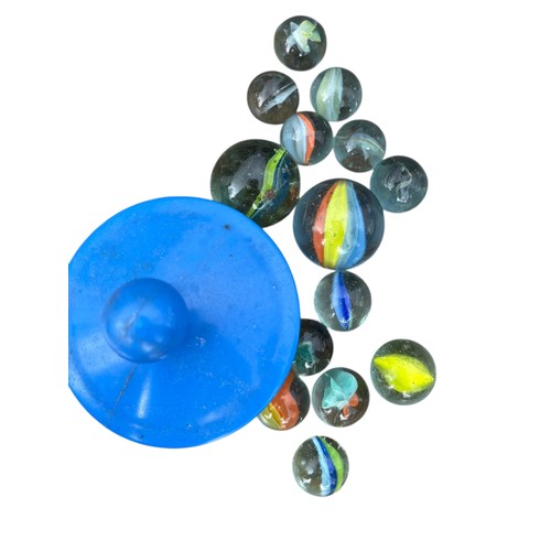 172 - A JAR OF MIXED MARBLES