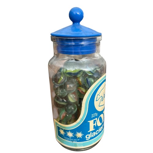 172 - A JAR OF MIXED MARBLES