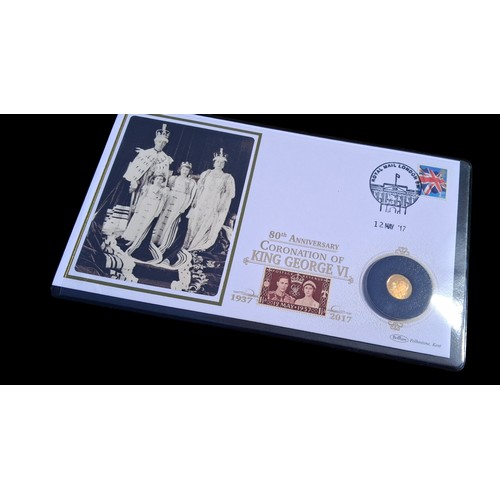 680 - 80TH ANNIVERSARY OF GEORGE VI CORONATION SOLID GOLD COIN WITH PAPERS