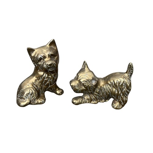 62 - 2 SOLID BRASS WESTIE DOGS
