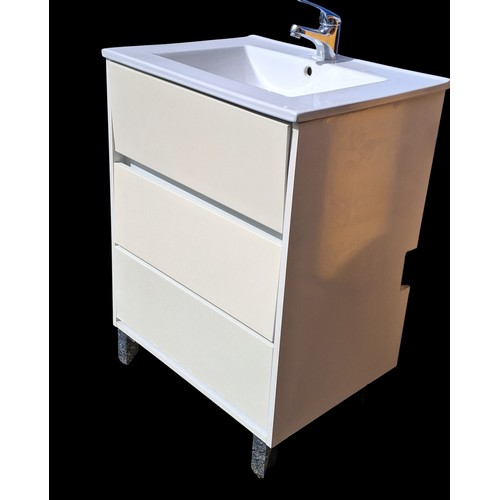 65 - A WHITE GLOSS VANITY UNIT