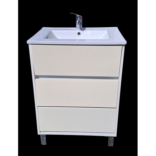 65 - A WHITE GLOSS VANITY UNIT
