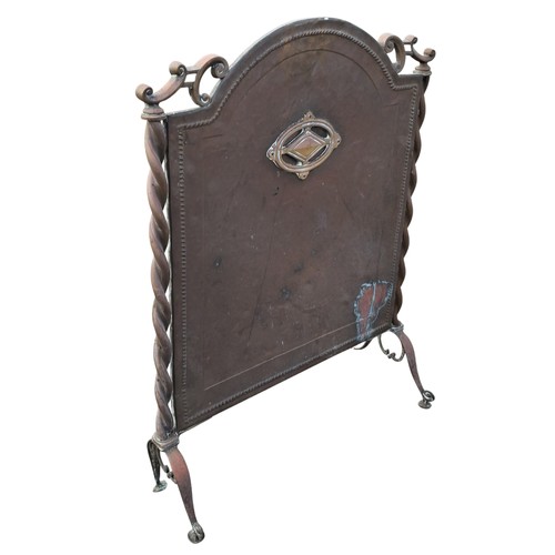 73 - A COPPER FIRE SCREEN WITH TWIST DESIGN