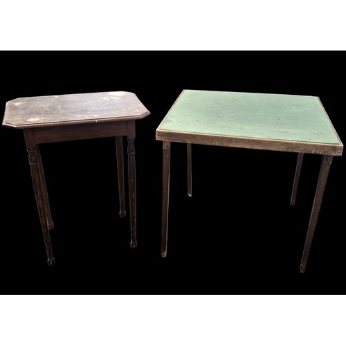 88 - VINTAGE FOLDING CARD TABLE AND MAHOGANY SIDE TABLE