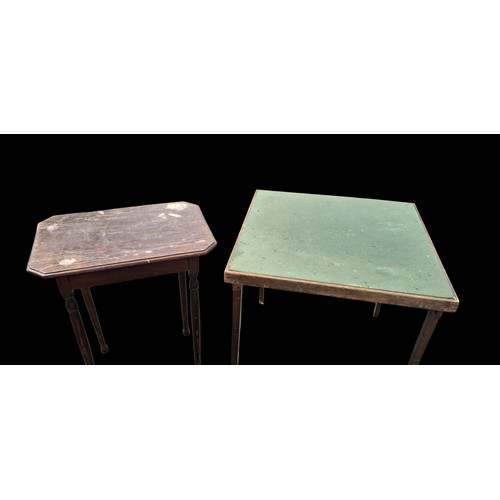 88 - VINTAGE FOLDING CARD TABLE AND MAHOGANY SIDE TABLE