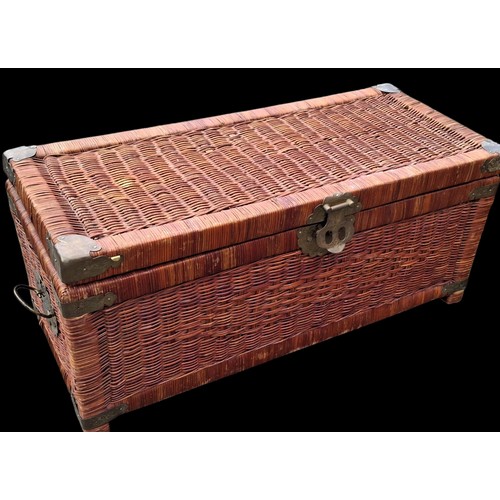91 - 2 BRASS BOUND WICKER BASKETS