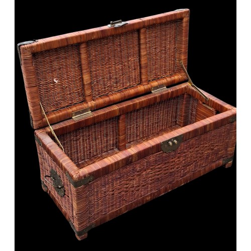 91 - 2 BRASS BOUND WICKER BASKETS