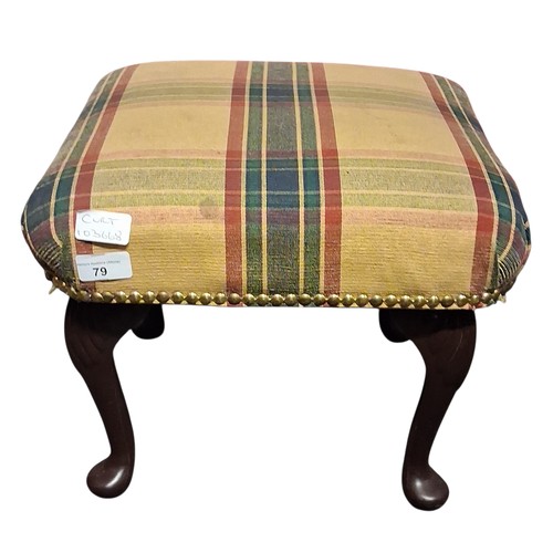 79 - A CARVED LEGGED MODERN FOOTSTOOL
