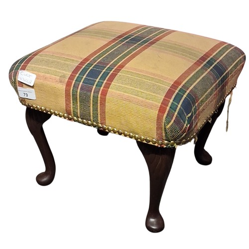 79 - A CARVED LEGGED MODERN FOOTSTOOL