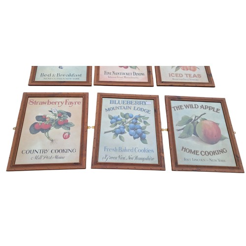 81 - A SET OF GOOD QUALITY AMERICAN ADVERTISING PRINTS IN PINE FRAMES