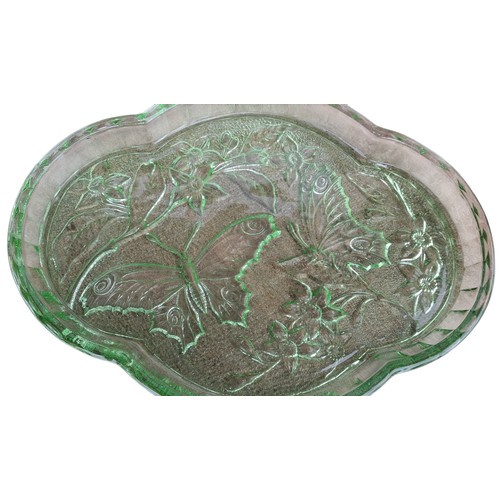107 - A VASOLINE GLASS DRESSING TABLE SET