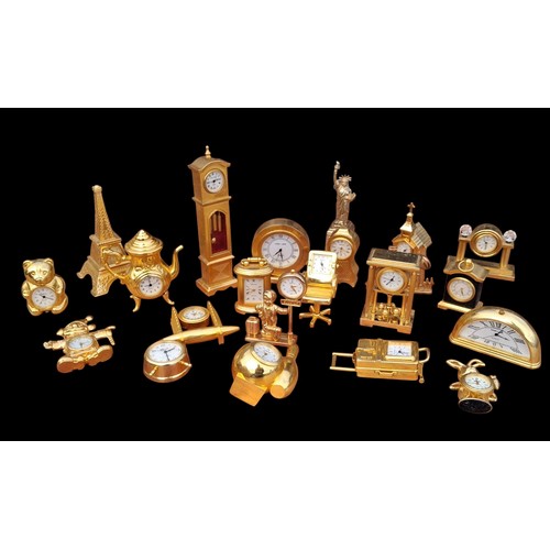 22 SMALL VINTAGE BRASS COLLECTABLE CLOCKS