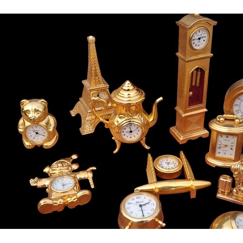 22 SMALL VINTAGE BRASS COLLECTABLE CLOCKS