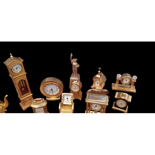 22 SMALL VINTAGE BRASS COLLECTABLE CLOCKS