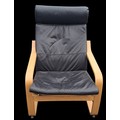A MODERN LEATHER OPEN ARMCHAIR
