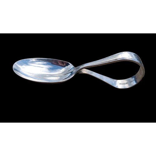 A STERLING SILVER FEEDING SPOON 17.5g