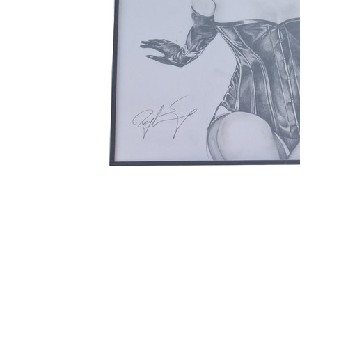 A RAY LEANING ORIGINAL PENCIL SKETCH 