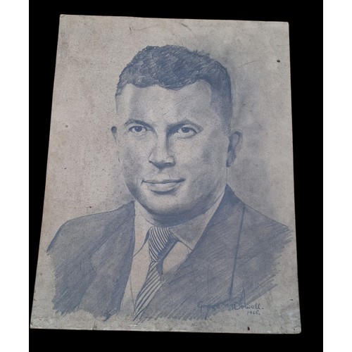 REALLY GOOD PENCIL DRAWING PORTRAIT SIGNED GEORGE McDOWELL 1965