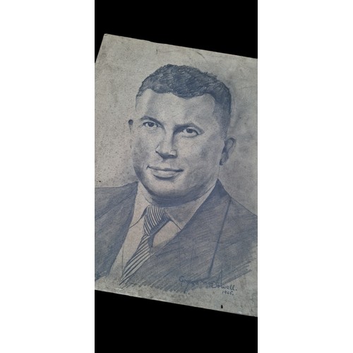 REALLY GOOD PENCIL DRAWING PORTRAIT SIGNED GEORGE McDOWELL 1965