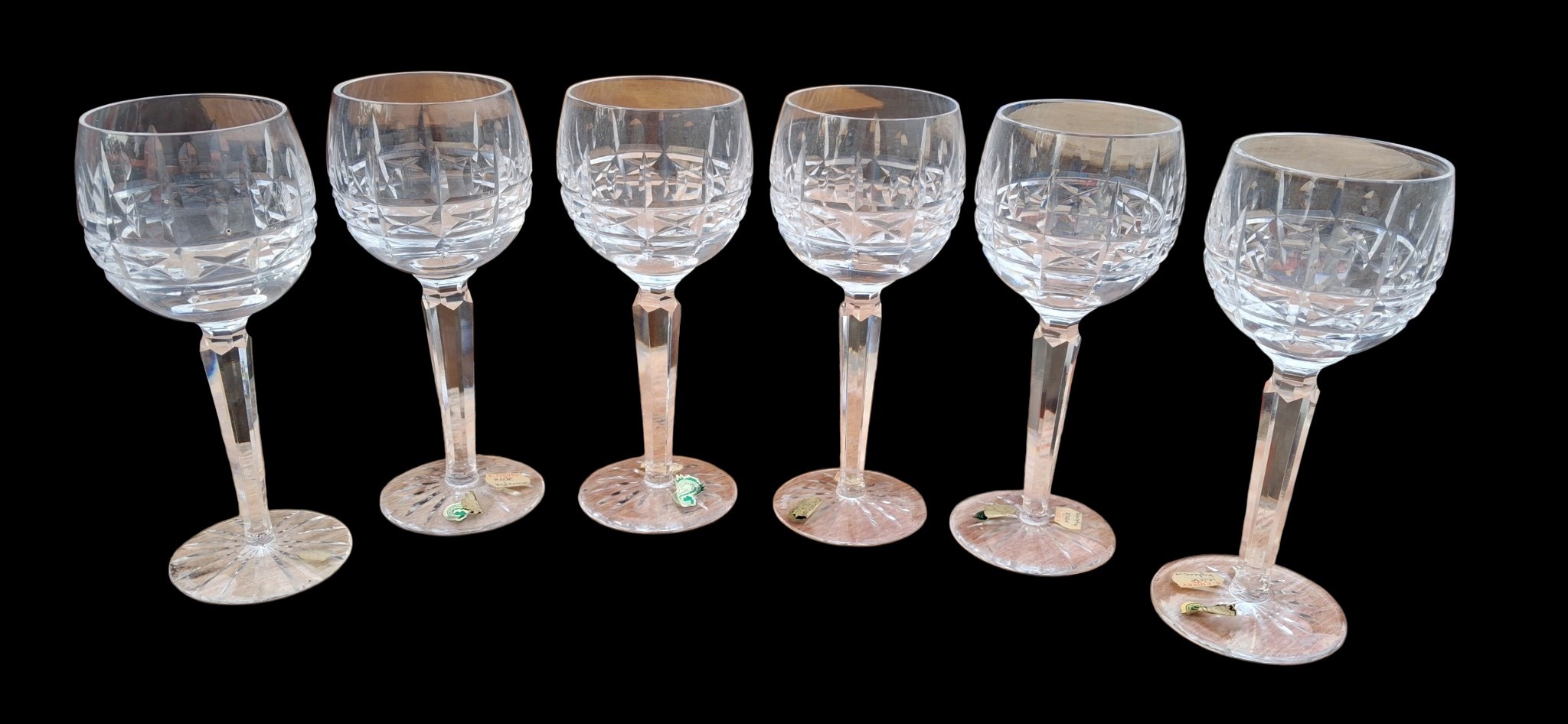 A SET OF 6 KYLEMORE CRYSTAL HOCK WINE GLASS