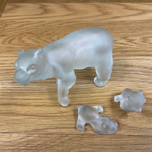 63 - Glass Polar Bear & Cubs
on Glass Base (damage to base)