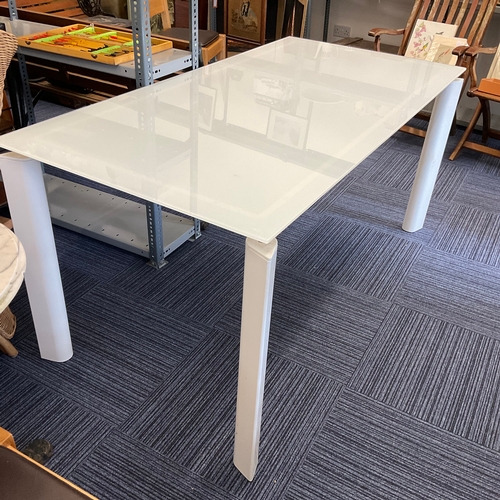 249 - White Glass Topped Table - Originally Bought From Loop

Size: 80cm x 160cm x 75cm