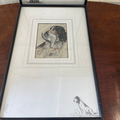 19 - L W Fraser signed pastels x 2 of working dogs