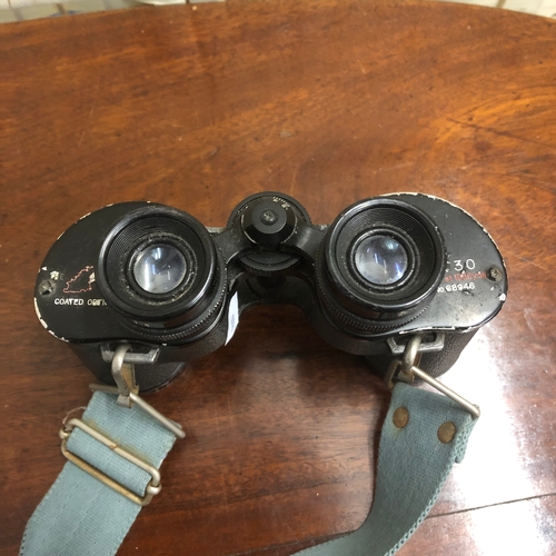 39 - Binoculars and Vintage Hip Flask Worn Leather Top