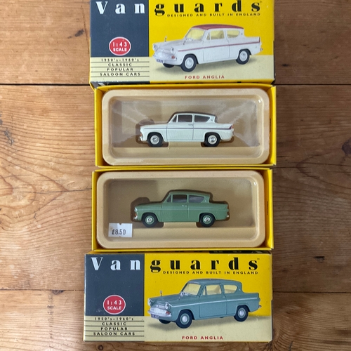 224 - Vanguards Precision Die Cast Replica Models Classic Popular Saloon Cars x 2

Ford Anglia VA1002 Whit... 