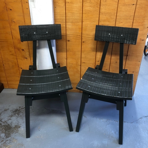 279 - Two Ikea Modern Dark Green Wooden Chairs 

Size: 40cm x 52cm x 82cm