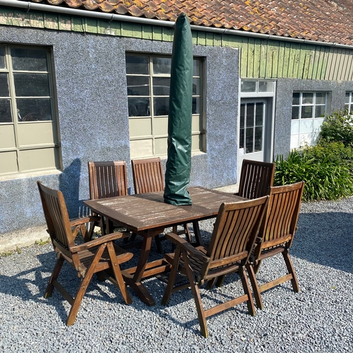 300 - Garden Table, Chairs and Umbrella with Stand. Comprising of Six Chairs with Full Length Cushions, On... 