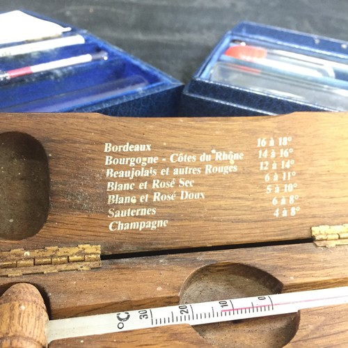 146 - Pair of Reeves Hydrometers and Vintage Wooden French Thermometer