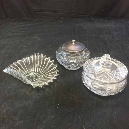 183 - Three Glass Items - Serving Dish, Pots