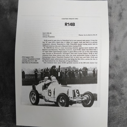 76 - ERA English Racing Automobiles Vehicle R.14.B ORIGINAL Memorabilia.

Lot Includes:-
1. Original Purc... 