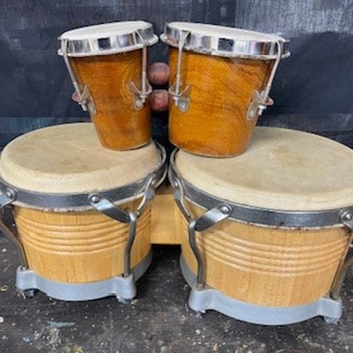 333 - Bongo Drums x2

Size: largest 19cm tall diameter of largest drum 24cm diameter